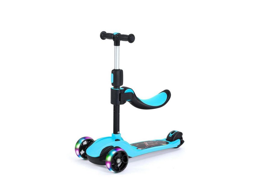 OUNUO Dreiradscooter Kinderroller mit Klappsitz, höhenverstellbar, mit LED, für 2 Jahre ab von OUNUO