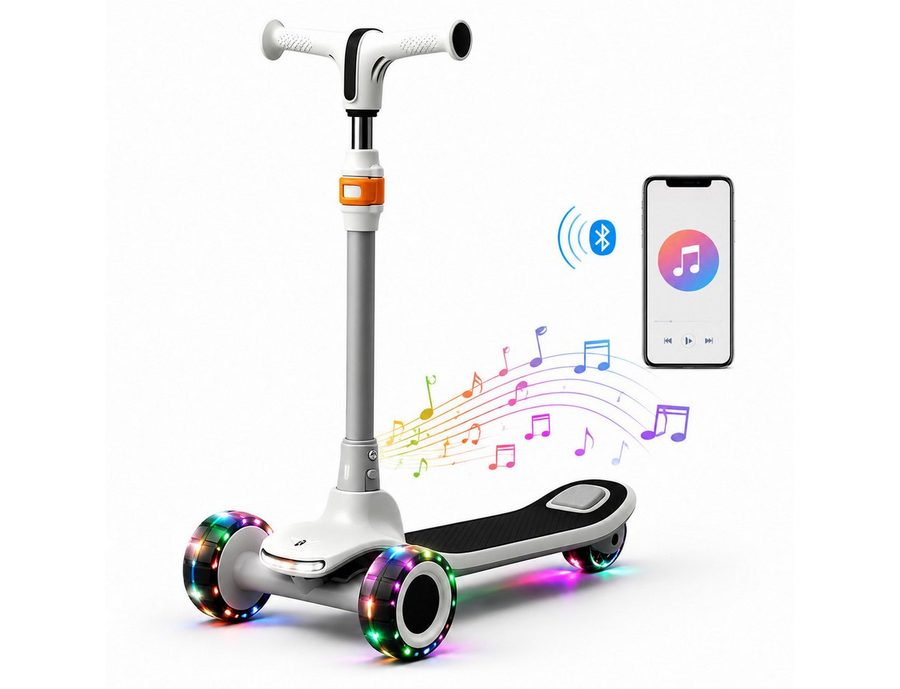 Fyrove Cityroller Scooter Kinderroller Tretroller Kinderroller Dreiradscooter LED-Räder, bis 70 kg,roller kinder,kinder roller,Höhenverstellbar,Hinterradbremse von Fyrove
