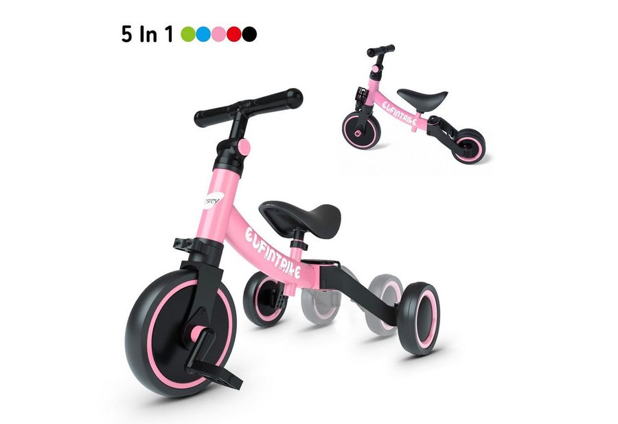 besrey Dreirad Kinderdreirad 5-in-1 Laufrad Lauffahrrad Geschenk für Kinder, Das Design ohne Kanten und Ecken, Sicherheit &Robuster Stahlrahmen von besrey