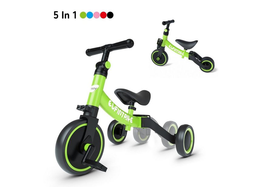 besrey Dreirad Kinderdreirad 5-in-1 Laufrad Lauffahrrad Geschenk für Kinder, Das Design ohne Kanten und Ecken, Sicherheit &Robuster Stahlrahmen von besrey