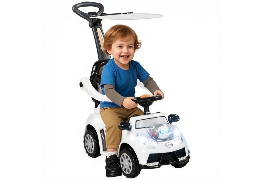 AIYAPLAY Rutscher Rutschfahrzeug mit Lenkrad Kinderfahrzeug mit Hupe & Sound, (Schiebeauto, 1-tlg., Rutschauto), Lauflernhilfe für Kinder 1–3 Jahre, weiß+schwarz von AIYAPLAY