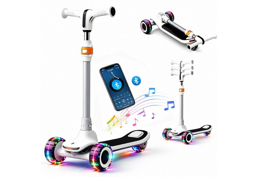 OYLCDI Cityroller Scooter Kinderroller Tretroller Kinderroller Dreiradscooter LED-Räder, bis 70 kg,roller kinder,kinder roller,Höhenverstellbar,Hinterradbremse von OYLCDI