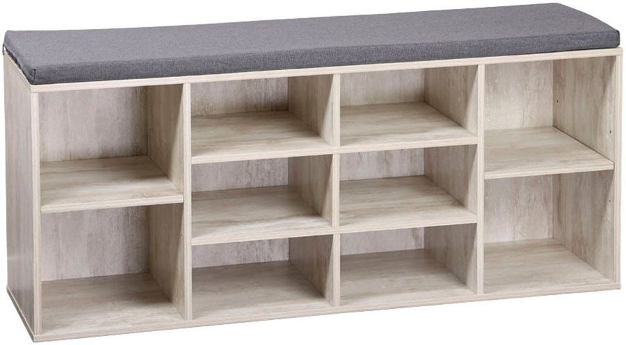 Kesper Schuhschrank mit Sitzkissen, weiß gekälkt von Kesper