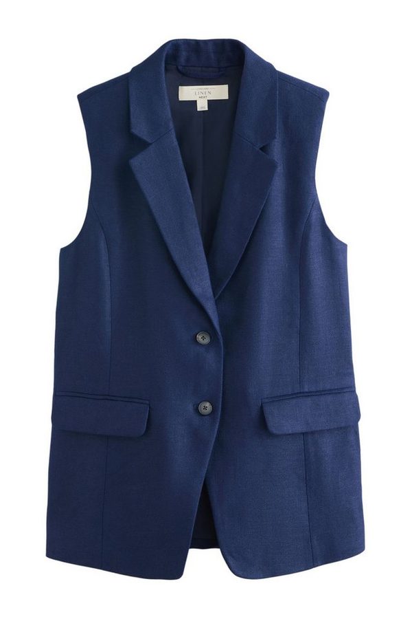 Next Anzugweste Langer, ärmelloser Blazer mit hohem Leinenanteil (1-tlg) von Next