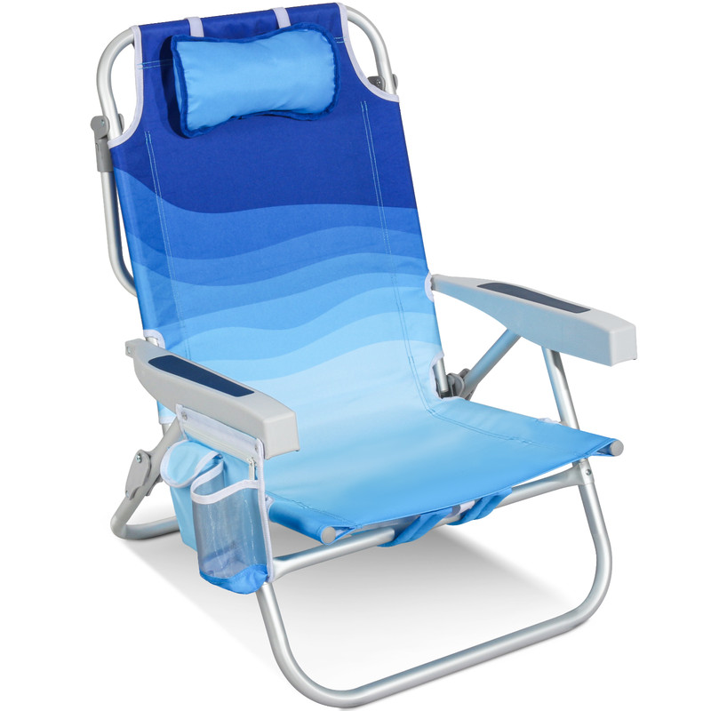 Homecall Leicht Strandstuhl bis 136kg, mit Kühltasche und Aufbewahrungstasche, 9-fach Verstellbar von Homecall