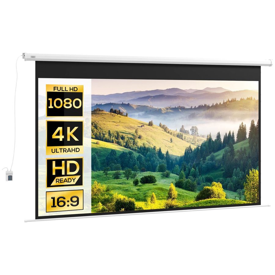 HOMCOM HOMCOM Beamer-Leinwand Elektrisch 266 x 149 cm 16:9 Projektionsleinwand, Metall von HOMCOM