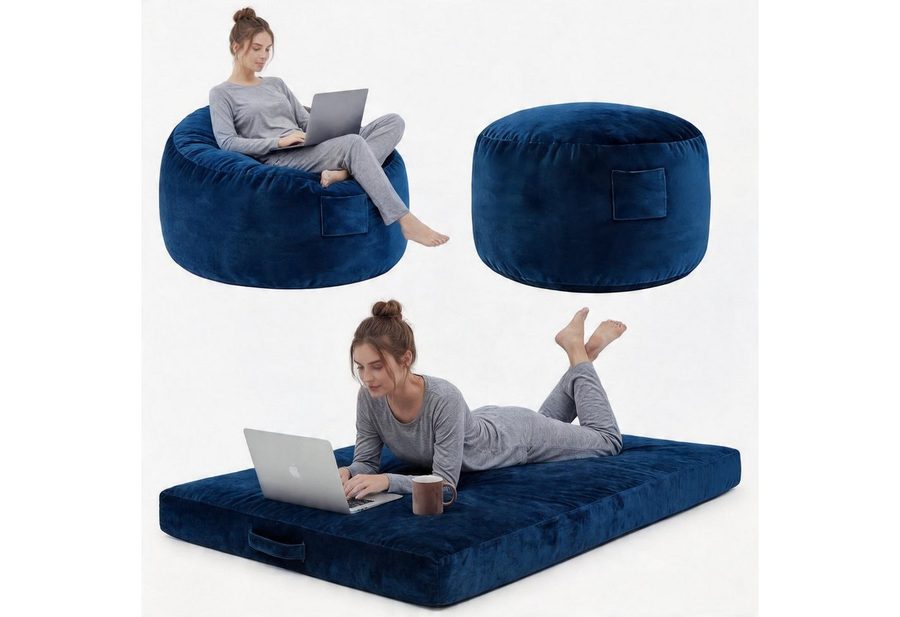 GarveeMore Relaxsessel 3-in-1 Sitzsack Bett mit Memory-Schaum, waschbar, rutschfest, multifunktional für Wohnzimmer & Jugendzimmer, Sitzsack Bett von GarveeMore