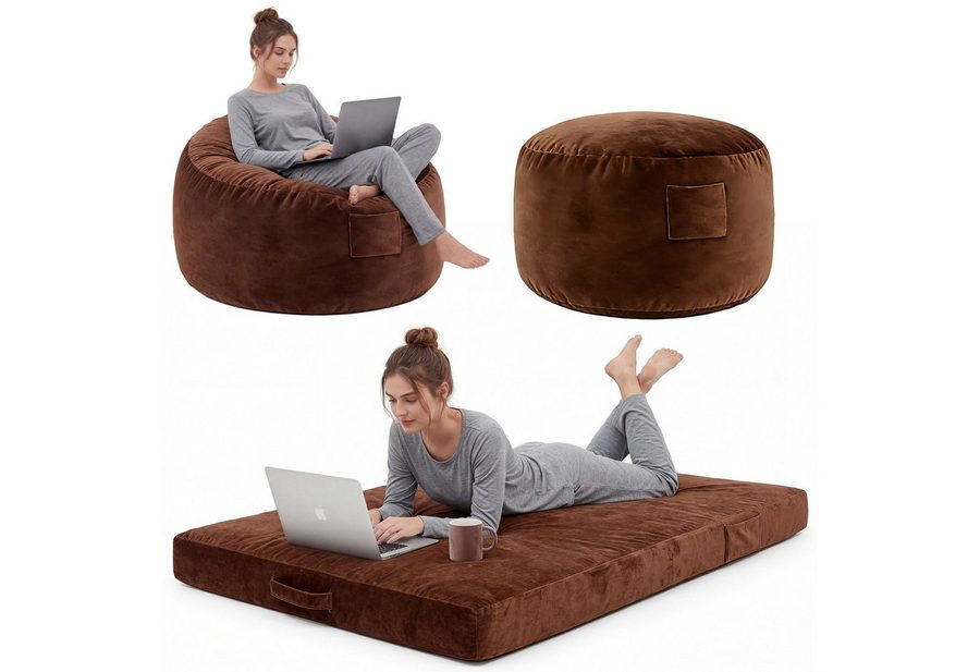 GarveeMore Relaxsessel 3-in-1 Sitzsack Bett mit Memory-Schaum, waschbar, rutschfest, multifunktional für Wohnzimmer & Jugendzimmer, Sitzsack Bett von GarveeMore