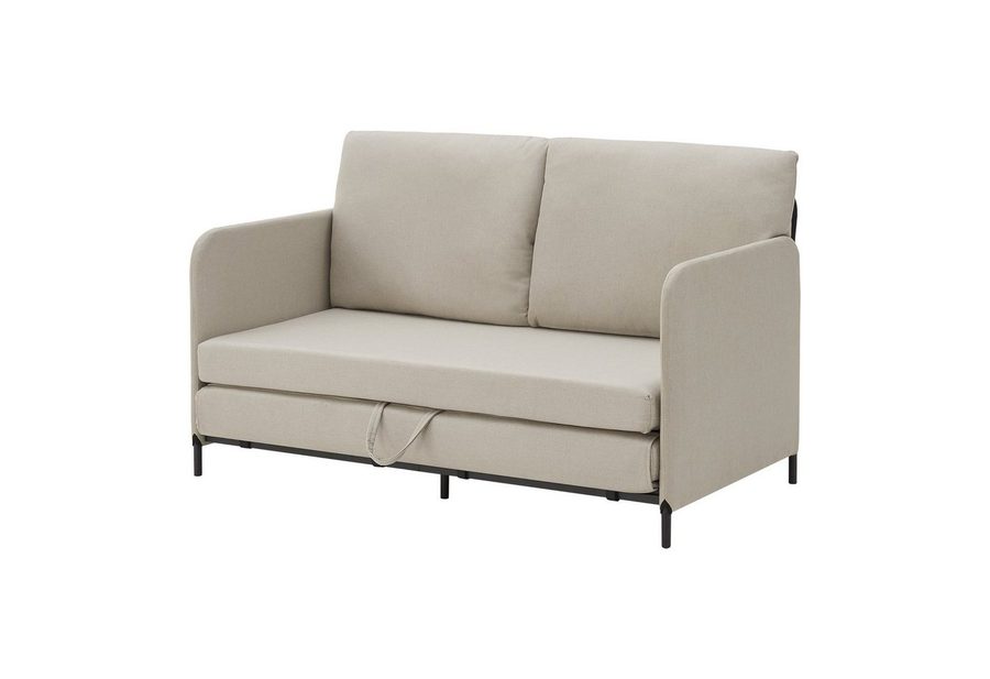 en.casa Schlafsofa, »Soini« mit Liegefunktion 2-Sitzer 78x125x67 cm Beige von en.casa