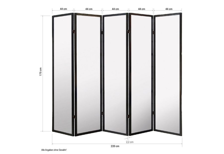 Homestyle4u Paravent Raumteiler Indoor Holz Shoj Schwarz Spanische Trennwand Sichtschutz (5-teilig) von Homestyle4u