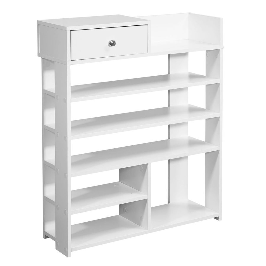 Wohnling Schuhregal Weiß 75x92,5 cm Flurregal Hoch Regal 7 Fächer mit Schublade von Wohnling
