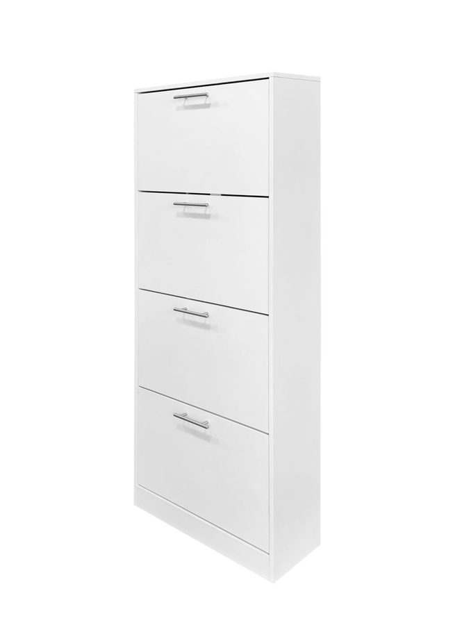 Better Home Schuhschrank mit Edelstahlgriffen und 4 Fächern, ca. 62x24x151 cm – Weiß von Better Home