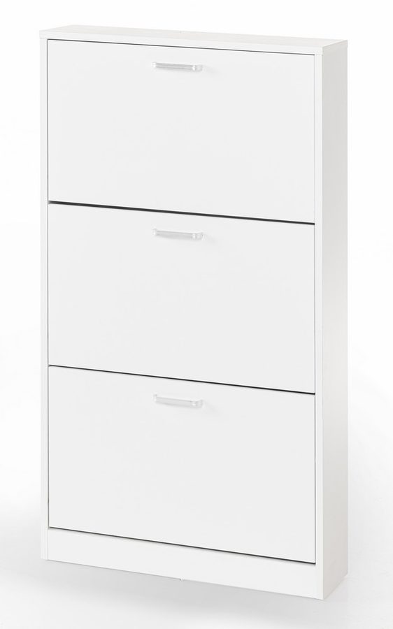 TRENDSTABIL Schuhschrank mit 3 Fächern - ca. 59x17x105cm - Weiß von TRENDSTABIL