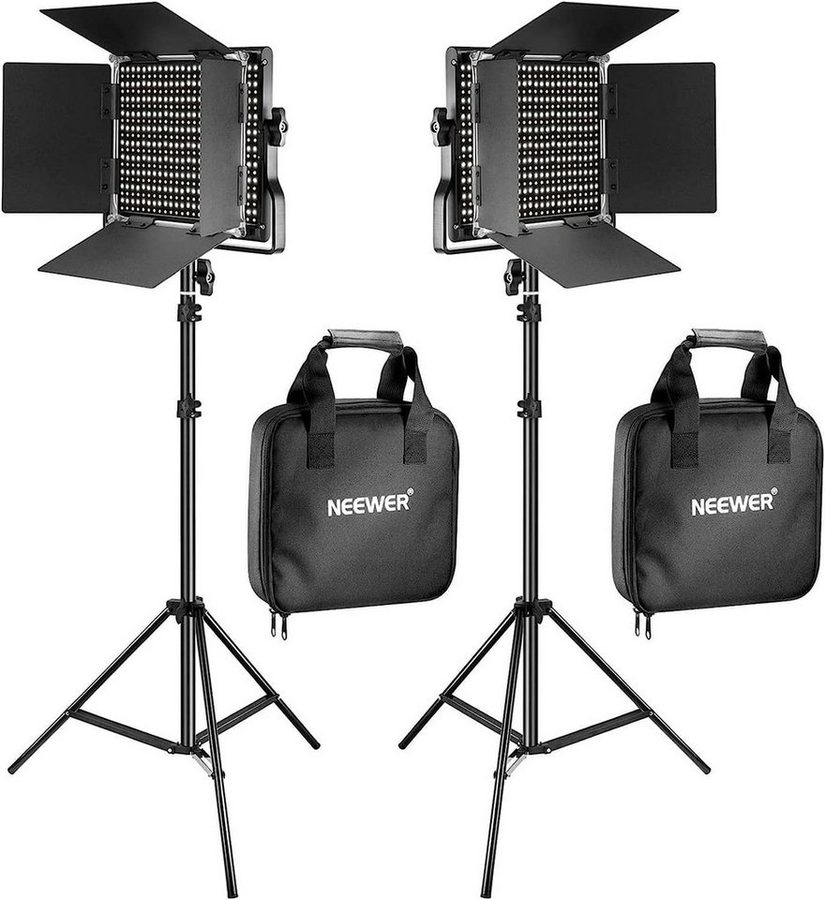 Neewer Videoleuchte NL660 LED Videolicht Panel 2 Set mit Stativ, Bi Farbe CRI96, LED Videoleuchte Fotolicht mit Barndoor, für Fotografie Video Studio von Neewer