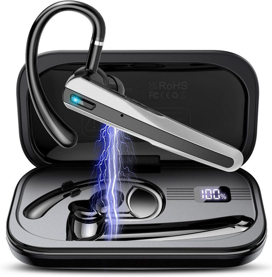 Toomoke Bluetooth Headset mit Mikrofon Ear Freisprecheinrichtung wireless In-Ear-Kopfhörer (für iPhone/Android/Laptop, Mono Ohrhörer,430mAh,IPX5 Wasserdicht,für Autofahren/Business/Büro) von Toomoke