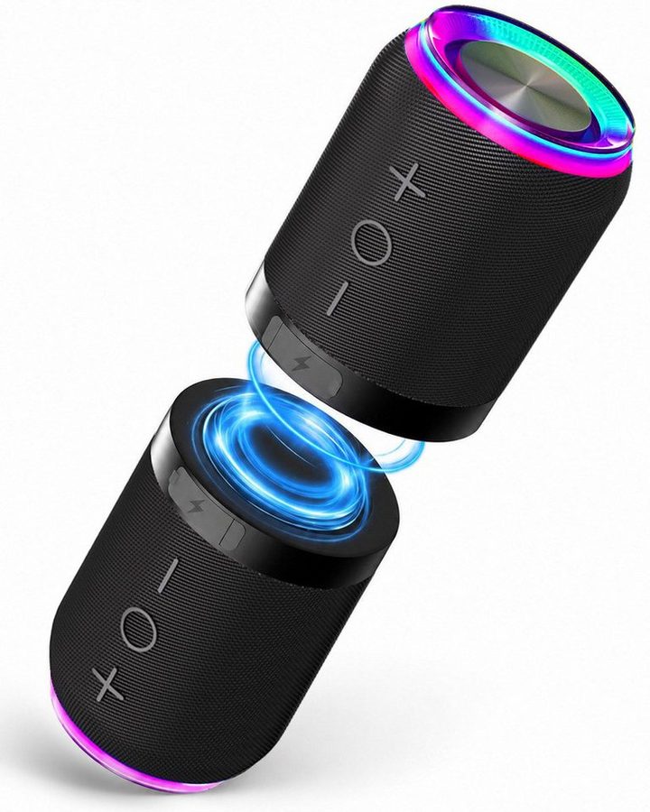 pedete Magnetisch mit Lichteffekten 2-in-1 Stereo 360° Surround-Sound Bluetooth-Lautsprecher 2 (Bluetooth 5.4, IPX6 Wasserdicht Magnetisch haftend Trennbar in zwei Einheiten) von pedete