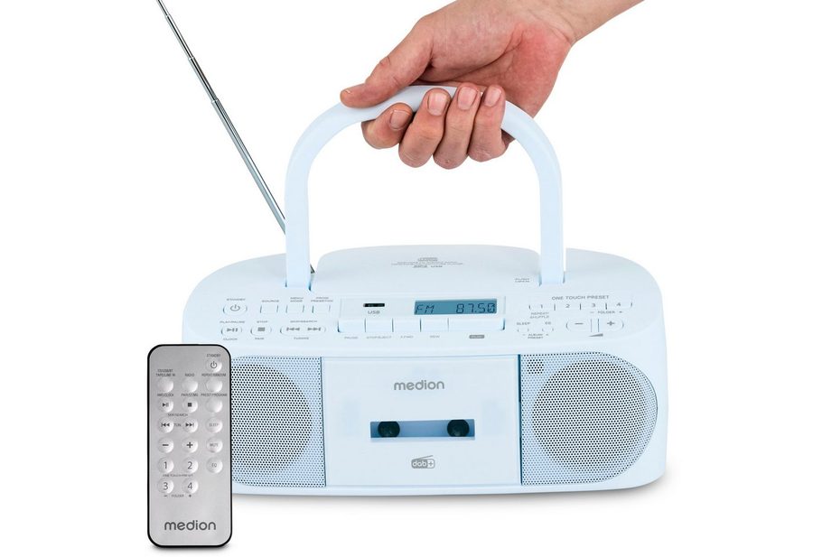 Medion® Boombox MEDION® LIFE® DRX-1 Plus (MD400003) Radio (AM- / FM- Tuner, MW / UKW mit RDS, 3 W, Bluetooth® 5.4, AUX-In, Batteriebetrieb: 6 x 1,5 V, Kopfhöreranschluss) von Medion®