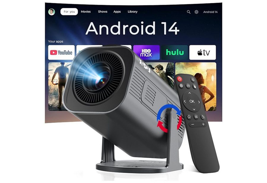 XGODY 2026 Neu Tragbarer Projektor Gimbal 3Pro 4K Android 14 Wifi6 BT 5.4 Mini-Beamer (260 lm, 8000:1, 3840 x 2160 px, Android 14 OS mit App-Store, Youtube, Netflix, Prime Video etc) von XGODY
