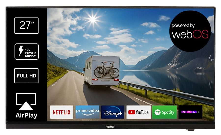 Reflexion LDDX27IBT BLACK LED-Fernseher (69 cm/27 Zoll, Full HD, powered by webOS Hub (LG), Smart-TV, DC IN 12 Volt / 24 Volt, Netzteil 230 Volt, integrierter DVD-Player) von REFLEXION