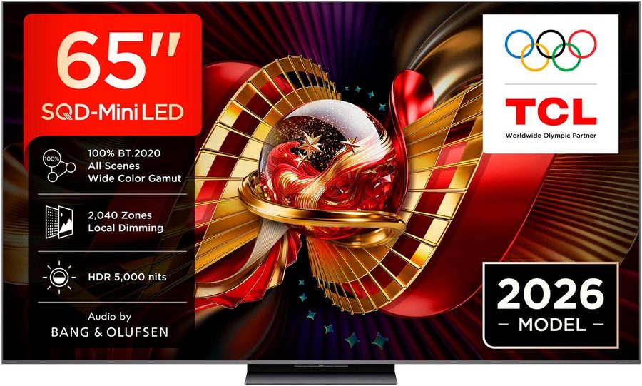 TCL 65C8LX1 Mini-LED-Fernseher (164 cm/65 Zoll, 4K Ultra HD, Google TV, SQD-Mini LED, HDR 6000 Nits, 100%BT.2020, 144Hz, AiPQ Pro,Dolby Vision) von TCL