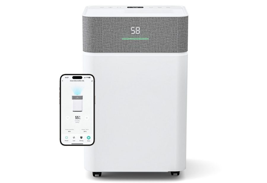Furnicopia Luftentfeuchter 35 L/Tag WLAN, 5,5 LTank, Sensor, leise, Auto-Abtauung, Timer, für 100 m³ Räume, Entfeuchtung 20 l/Tag, Tank 4,3 l, R290, 4,3L Tank, Timer, Kindersicherung & 360° Rollen. von Furnicopia