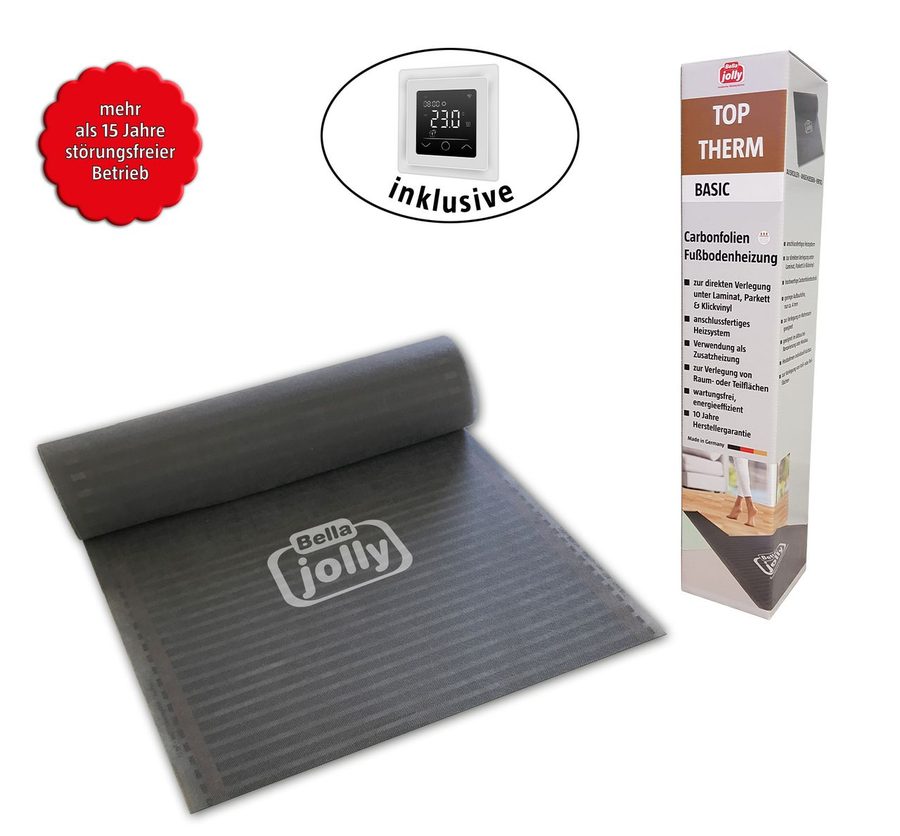 bella jolly Top-Therm Elektro Carbonheizfolien/SET 10m² inkl. digital Raumthermostat/Timer von bella jolly
