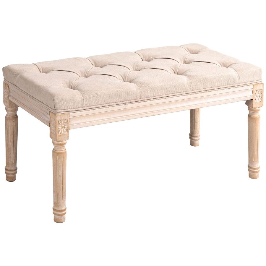 HOMCOM Polsterbank, Vintage Bettbank, Sitzbank, Flurbank mit Knöpfen, Beige von HOMCOM