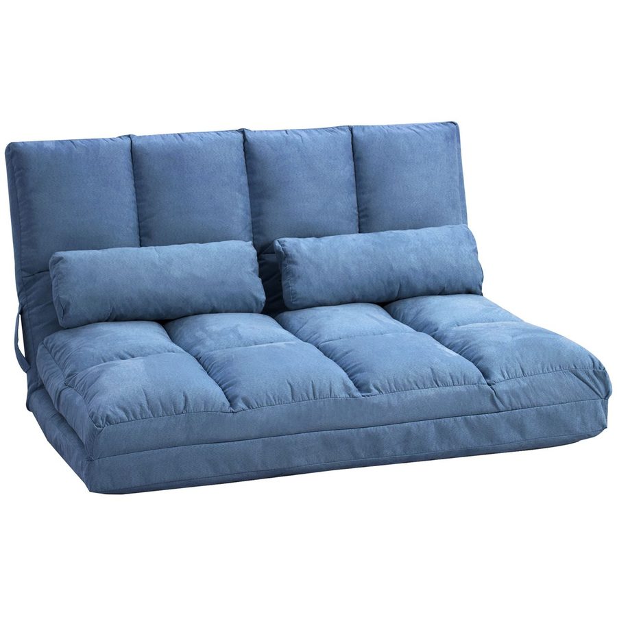 HOMCOM Bodenstuhl 2-in-1 Bodensessel Bett mit Rückenlehne Verstellbar Blau von HOMCOM