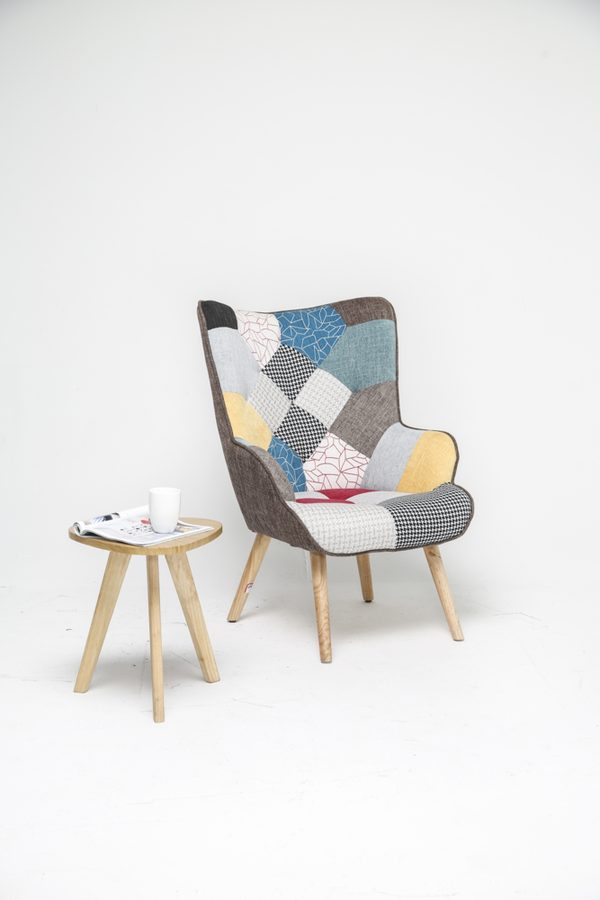 Better Home Skandinavischer Relaxsessel Stoffbezug Patchwork - ca. 68 x 76 x 98 cm - Mehrfarbig von Better Home
