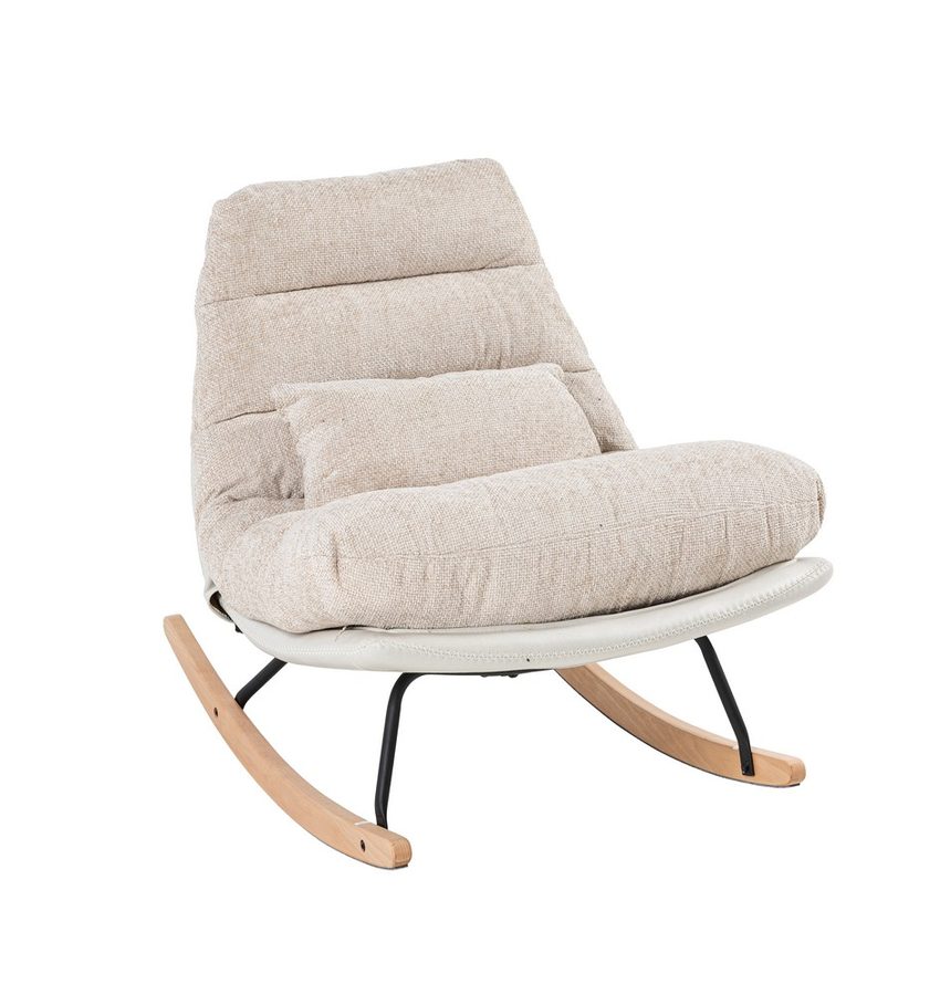 Better Home gepolsterter Schaukelstuhl Relaxsessel mit Buchenholzsockel, beige von Better Home