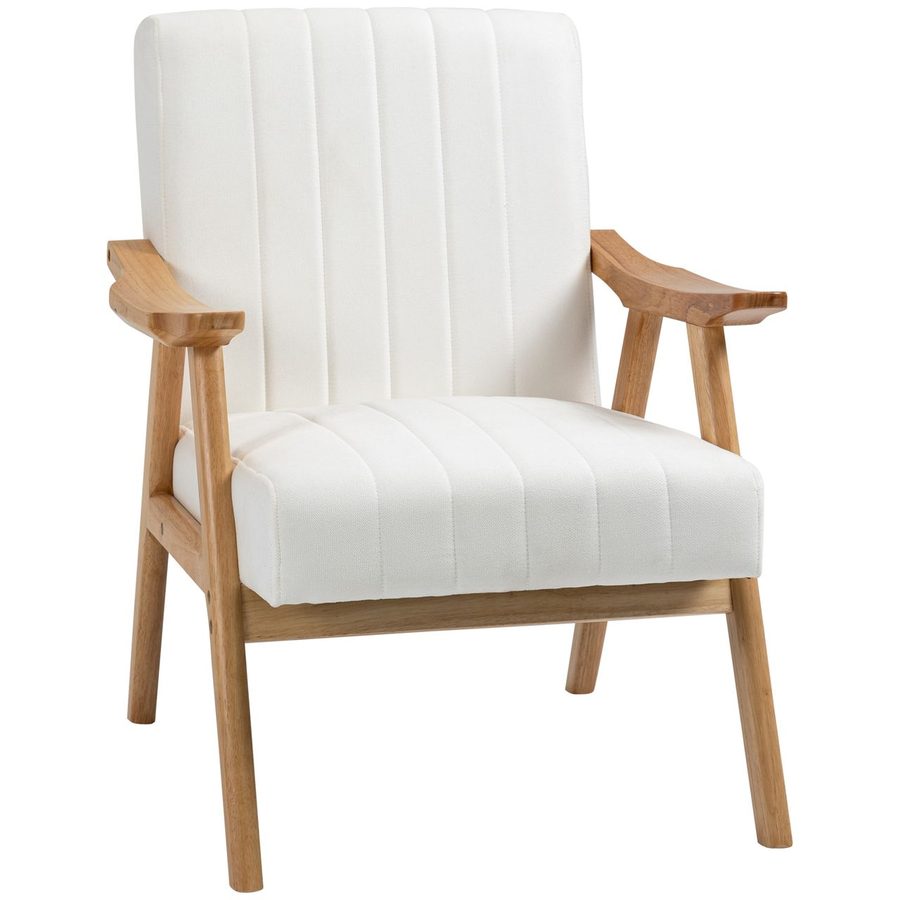 HOMCOM Polstersessel Wohnzimmersessel mit Armlehnen Naturholz Farbe: Creme von HOMCOM