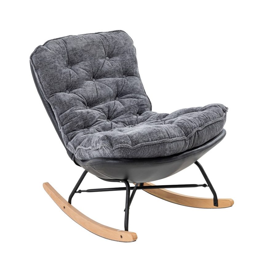 Better Home gepolsterter Schaukelstuhl Relaxsessel mit Buchenholzsockel, grau & schwarz von Better Home