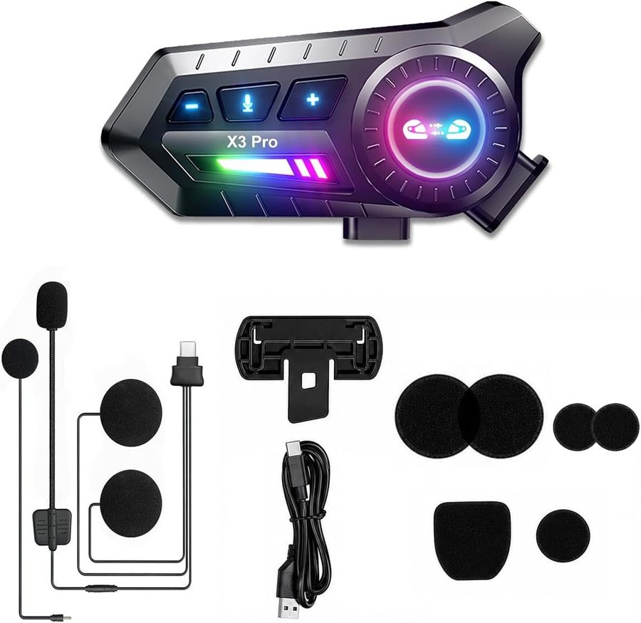 Forrlite Motorradhelm Helm Headset,Motorrad Bluetooth Headset mit 1000mah IP67 wasserdicht (ntegriertes FM-Radio), Motorrad Intercom Headset,Einseitiger Kopfhörer,Bluetooth-Kopfhörer von Forrlite