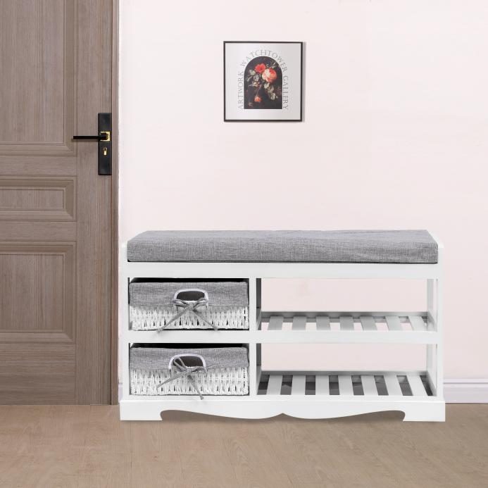 Happy Home Sitzbank mit Schuhablage HFH27-WEI weiß von Happy Home