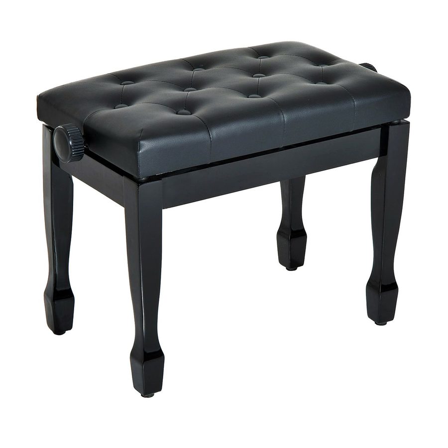 HOMCOM Klavierhocker Klavierbank Kosmetikhocker verstellbar Massivholz Kunstleder Schwarz 64 x 35 x 45-55cm von HOMCOM