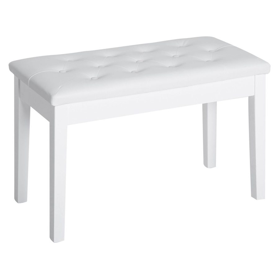 HOMCOM Klavierhocker Klavierbank traditionellen Landhausstil Gummiholz Kunstleder Weiß 76 x 36 x 50 cm von HOMCOM