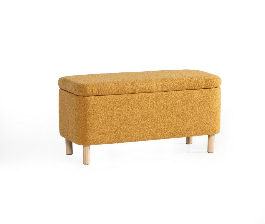 Better Home Truhenbank Polsterbank mit Aufbewahrung, ca. 100 x 40 x 49 cm aus Samt - Gelbbraun von Better Home