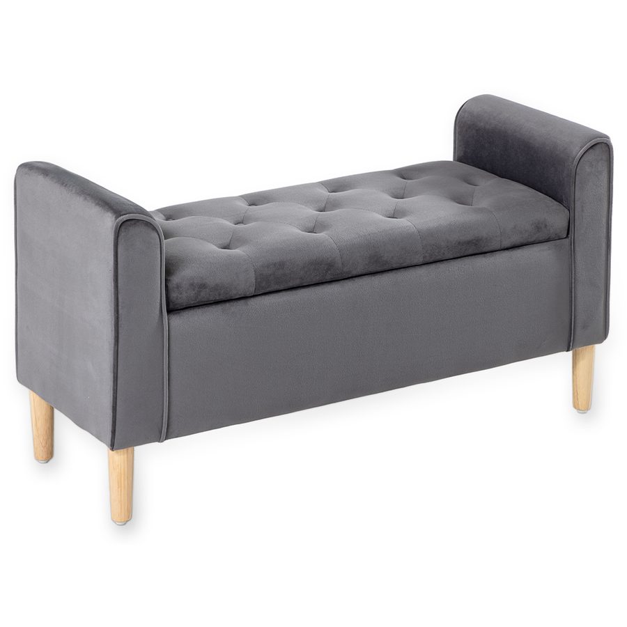 Happy Home Sitzbank aus Samt, ca. 43 x 114 x 59 cm - Dunkelgrau von Happy Home