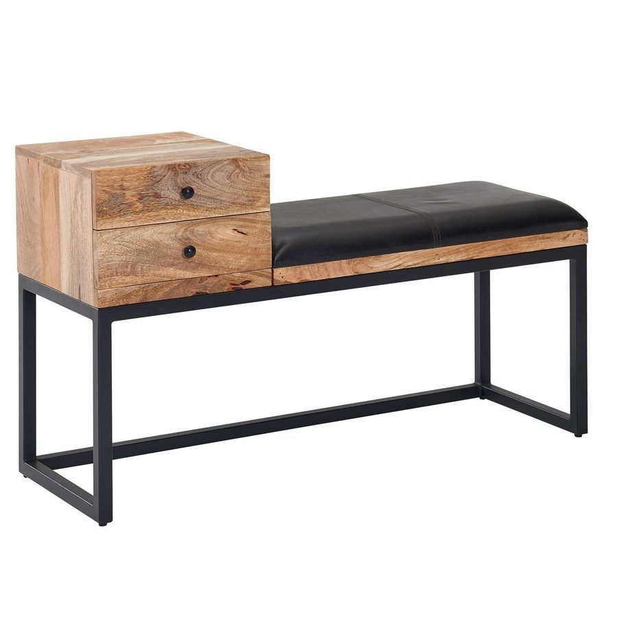 Wohnling Sitzbank Ziegenleder / Massivholz 100x60x35 cm von Wohnling