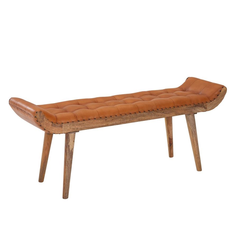 Wohnling Sitzbank Echtleder 125x50x38 cm von Wohnling
