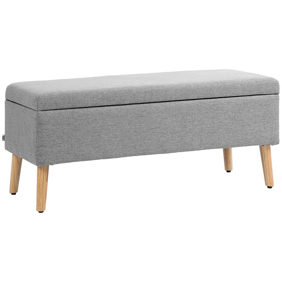 HOMCOM HOMCOM Sitzbank Polsterbank mit Stauraum scandinavia Polyester Holz Grau von HOMCOM