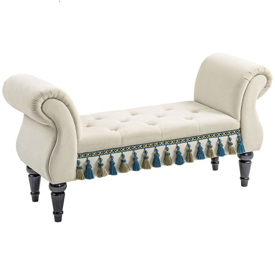HOMCOM HOMCOM Sitzbank Polsterbank, Samtoptik, Luxus Bettbank für Flur Beige von HOMCOM