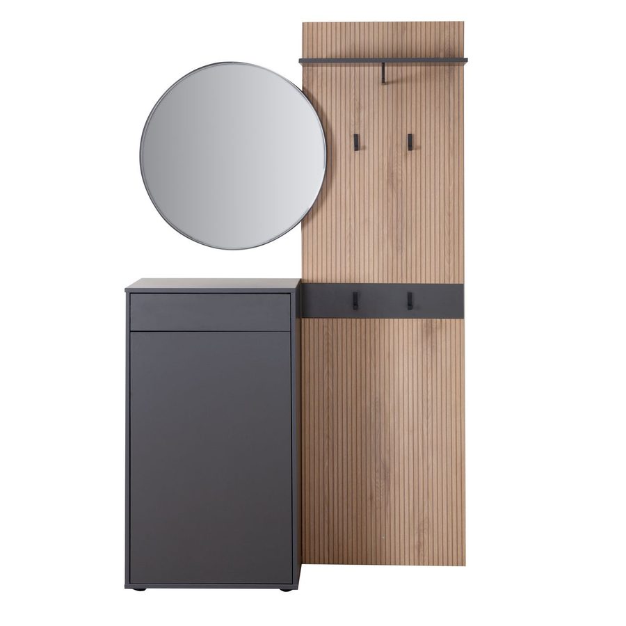 Phoenix Kompaktgarderobe "Salon" mit Stauraum, Basalt Grau mit Artisan Eiche von Phoenix