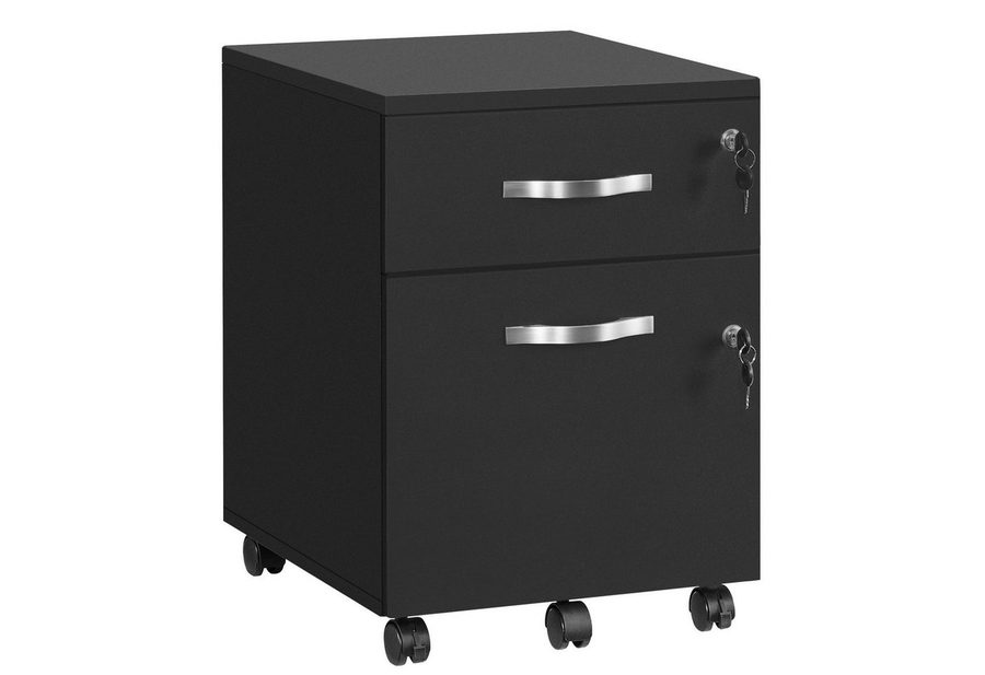 VASAGLE Aktenschrank Rollcontainer, abschließbar, mit 2 Schubladen, 5 Rollen verstellbare Hängestangen, für Hängeregistratur im A4/Letter-Format von VASAGLE