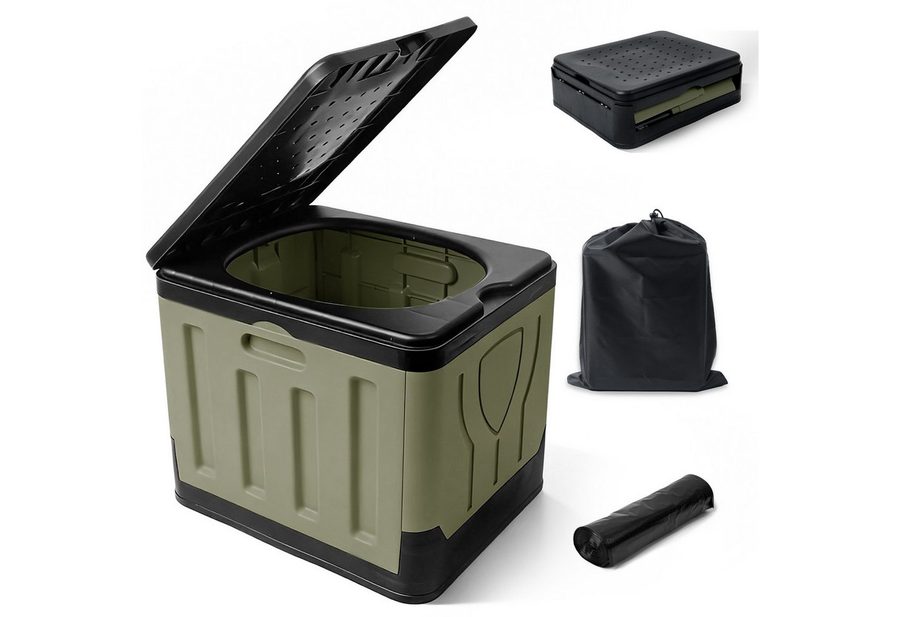 Huracan Campingtoilette Faltbare, Tragbare Mobile Toilette bis 100 kg Belastbarkeit, (Kompakte Reise-WC mit Aufbewahrungstasche, und Müllbeuteln), geeignet für Camping, Outdoor, Angeln, Strand, Auto und Notfälle von Huracan
