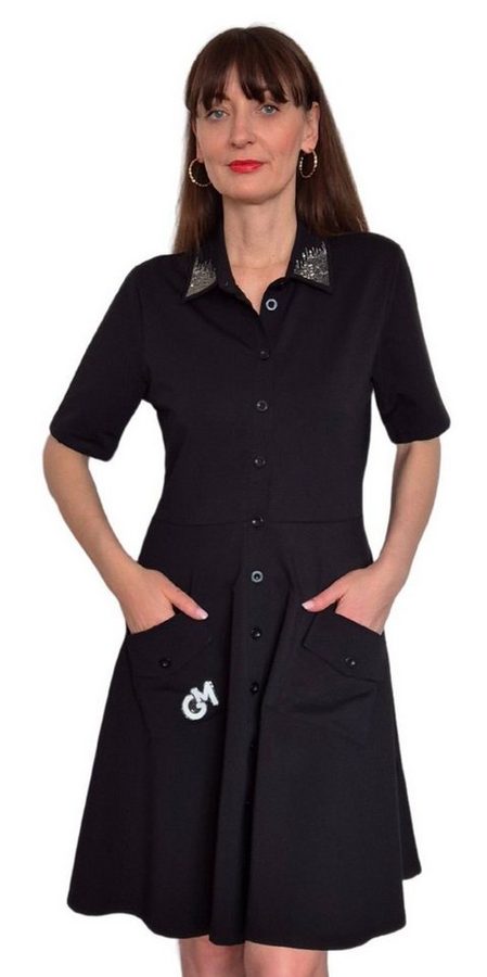 Gio Milano Sommerkleid G28-5102, mit Knopfleiste und Strassbesatz durchgehende Knopfleiste von Gio Milano