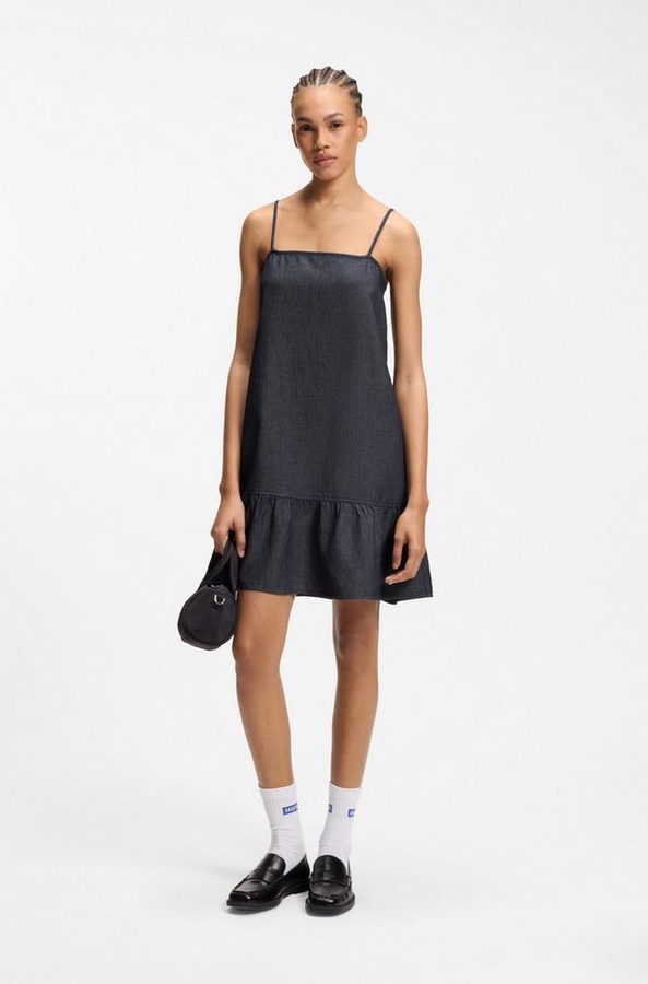 HUGO Minikleid Kabati im Denim-Look, abgesenkter Saum von HUGO