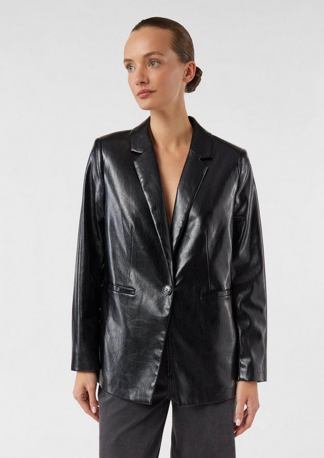 comma Jackenblazer Indoor-Blazer Lockerer Blazer aus Kunstleder von comma