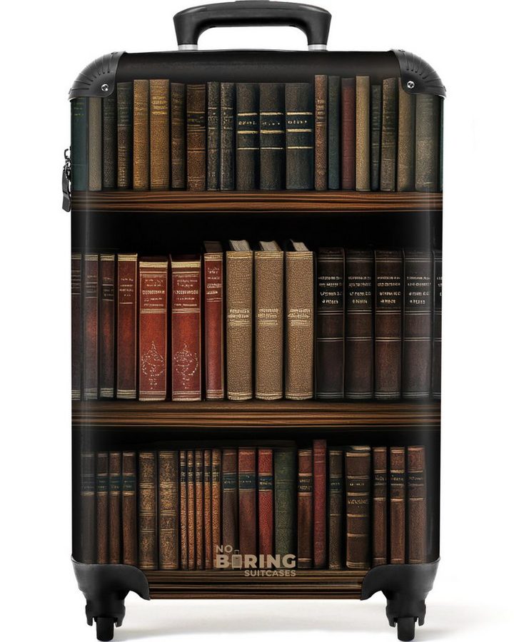NoBoringSuitcases.com© Hartschalen-Trolley Bücherregal voller klassisch anmutender Werke 55x35x20cm, Reisetasche mit Rollen, Koffer Handgepäck Flugzeug von NoBoringSuitcases.com©