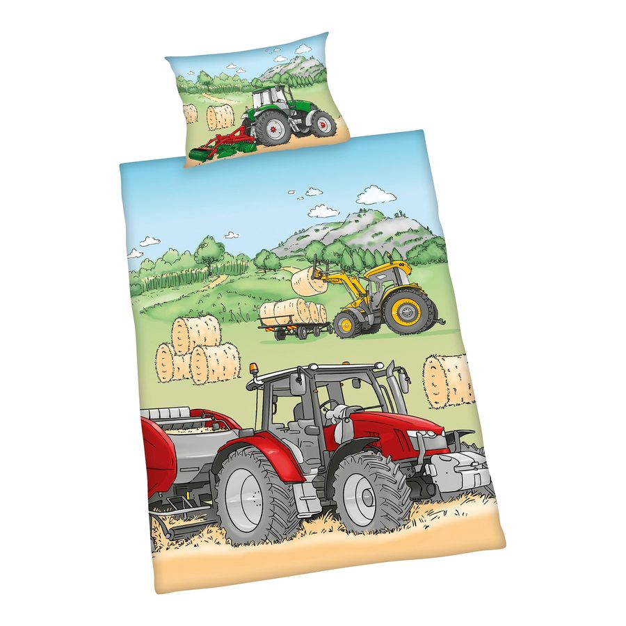 Herding Traktor Bettwäsche "Made in Green" Größe 40x60 + 100x135 cm von Herding